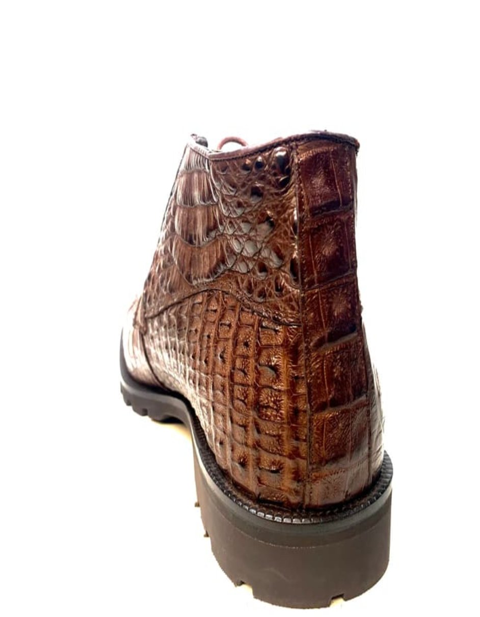 Los Altos All-Over Crocodile Lace Up Ankle Boots - 8