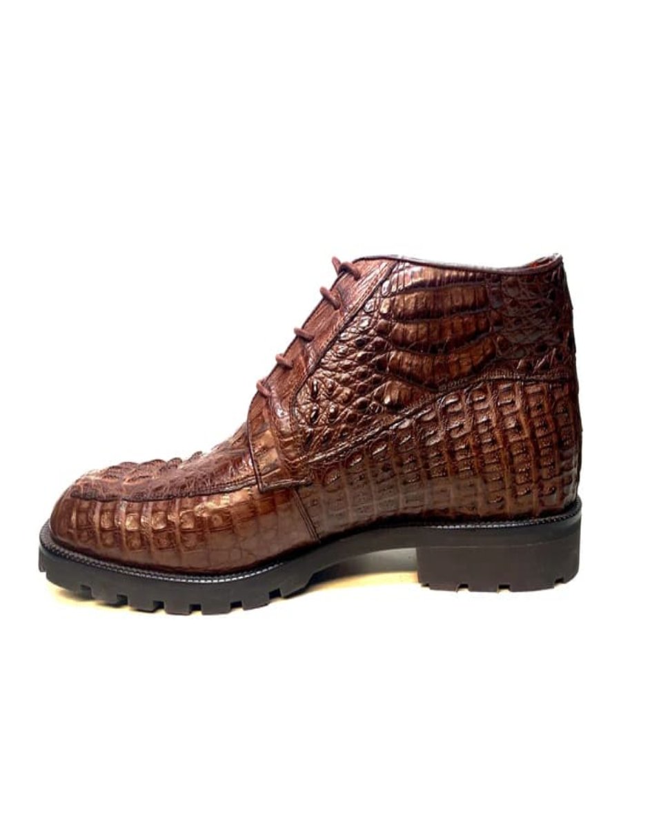 Los Altos All-Over Crocodile Lace Up Ankle Boots - 8