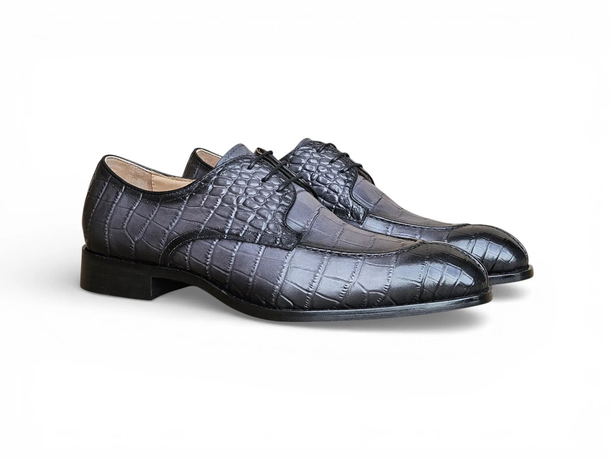 Carrucci Allen II Derby: Embossed Split Toe Leather Shoe - 7.5