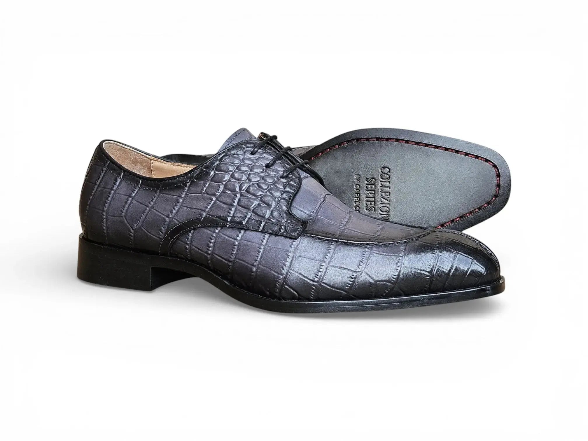 Carrucci Allen II Derby: Embossed Split Toe Leather Shoe - 7.5