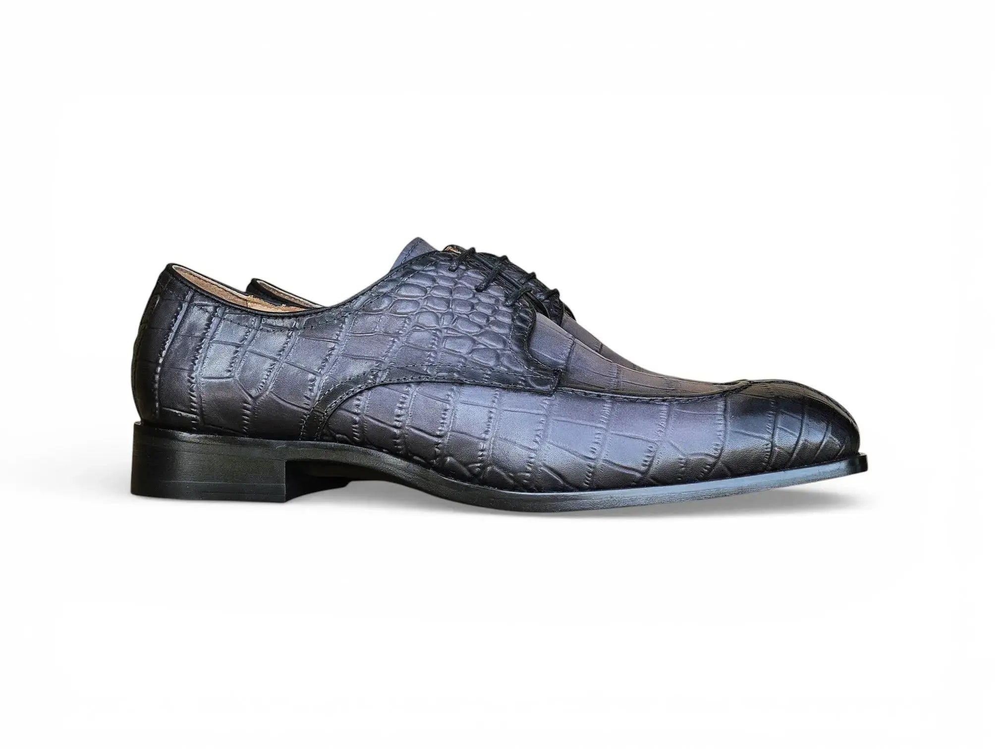 Carrucci Allen II Derby: Embossed Split Toe Leather Shoe - 7.5