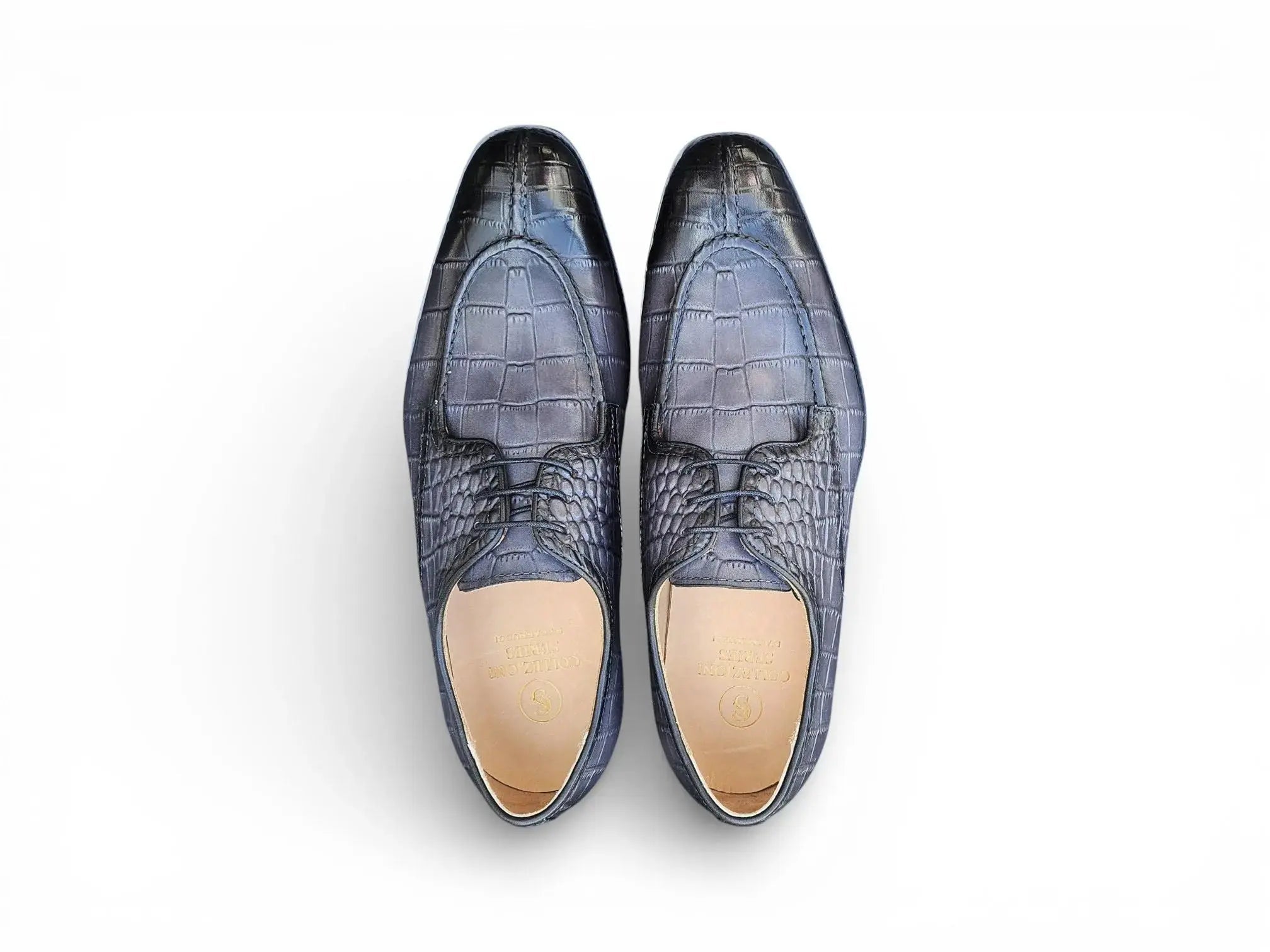 Carrucci Allen II Derby: Embossed Split Toe Leather Shoe - 7.5