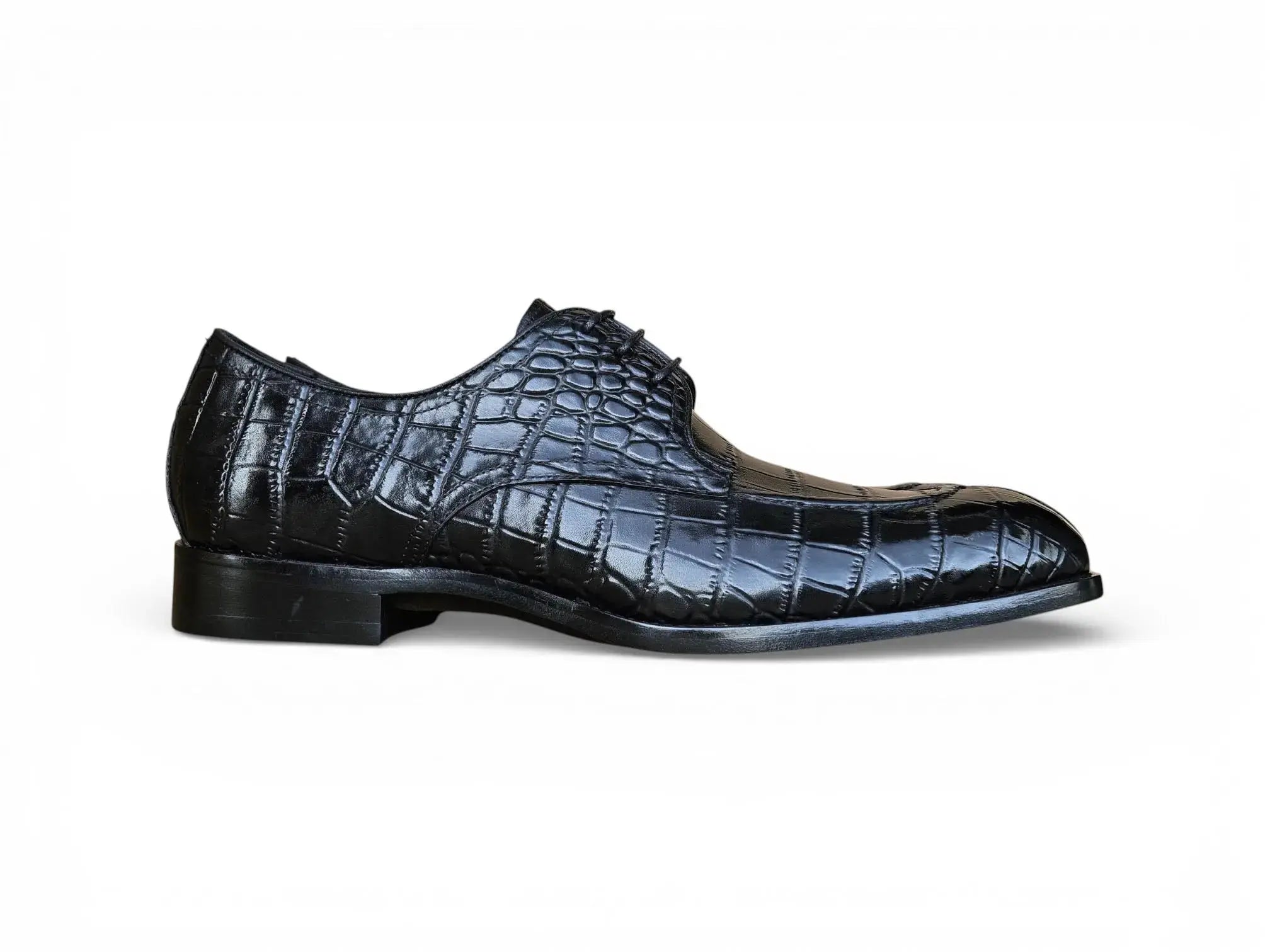 Carrucci Allen II Derby: Embossed Split Toe Leather Shoe - 7.5