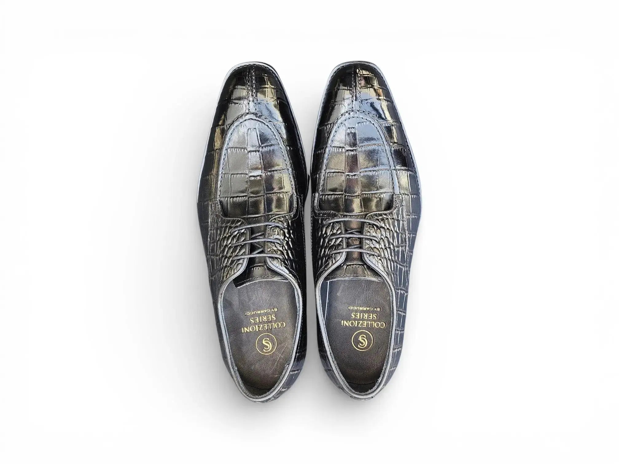 Carrucci Allen II Derby: Embossed Split Toe Leather Shoe - 7.5