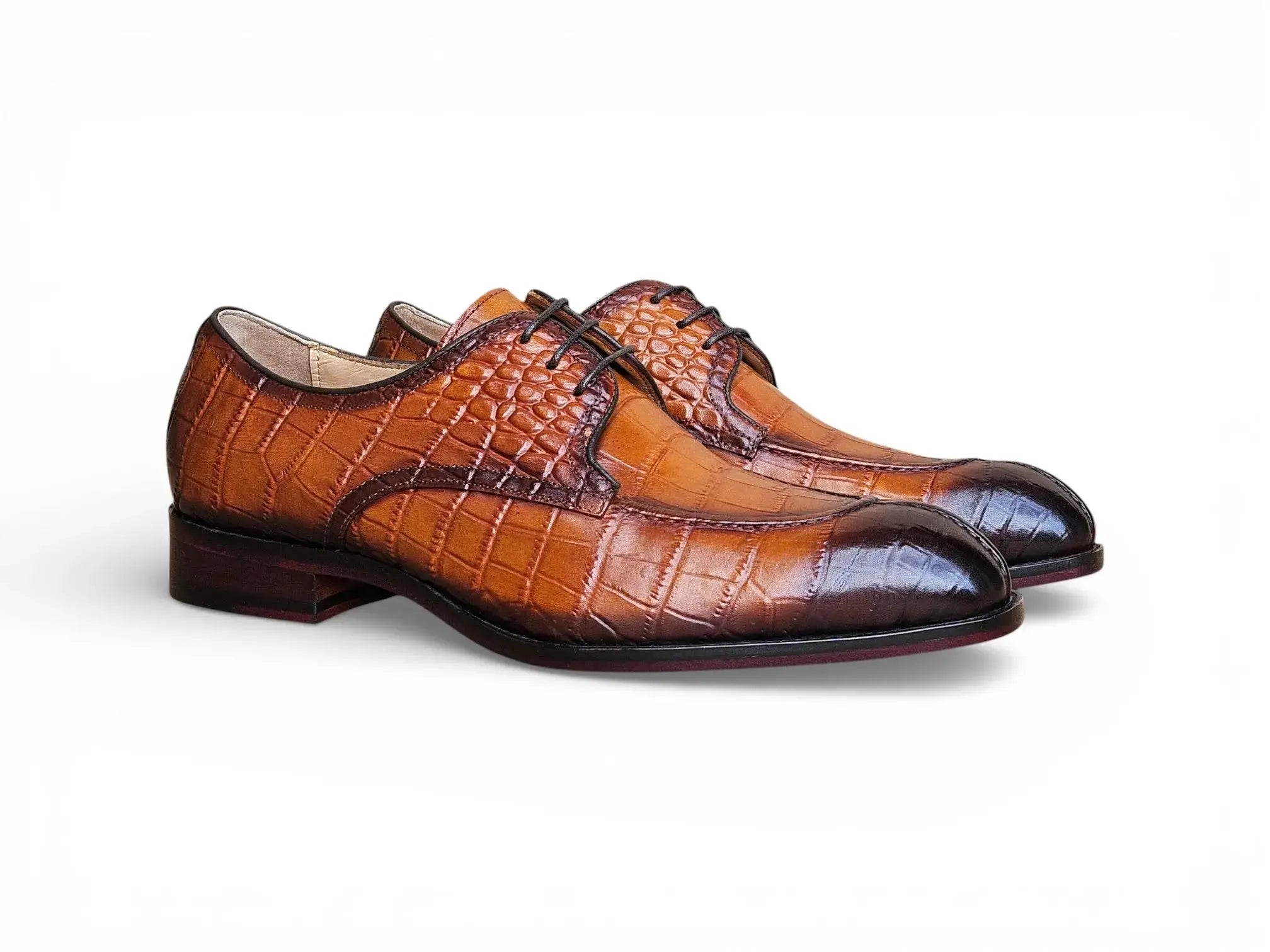 Carrucci Allen II Derby: Embossed Split Toe Leather Shoe - 7.5