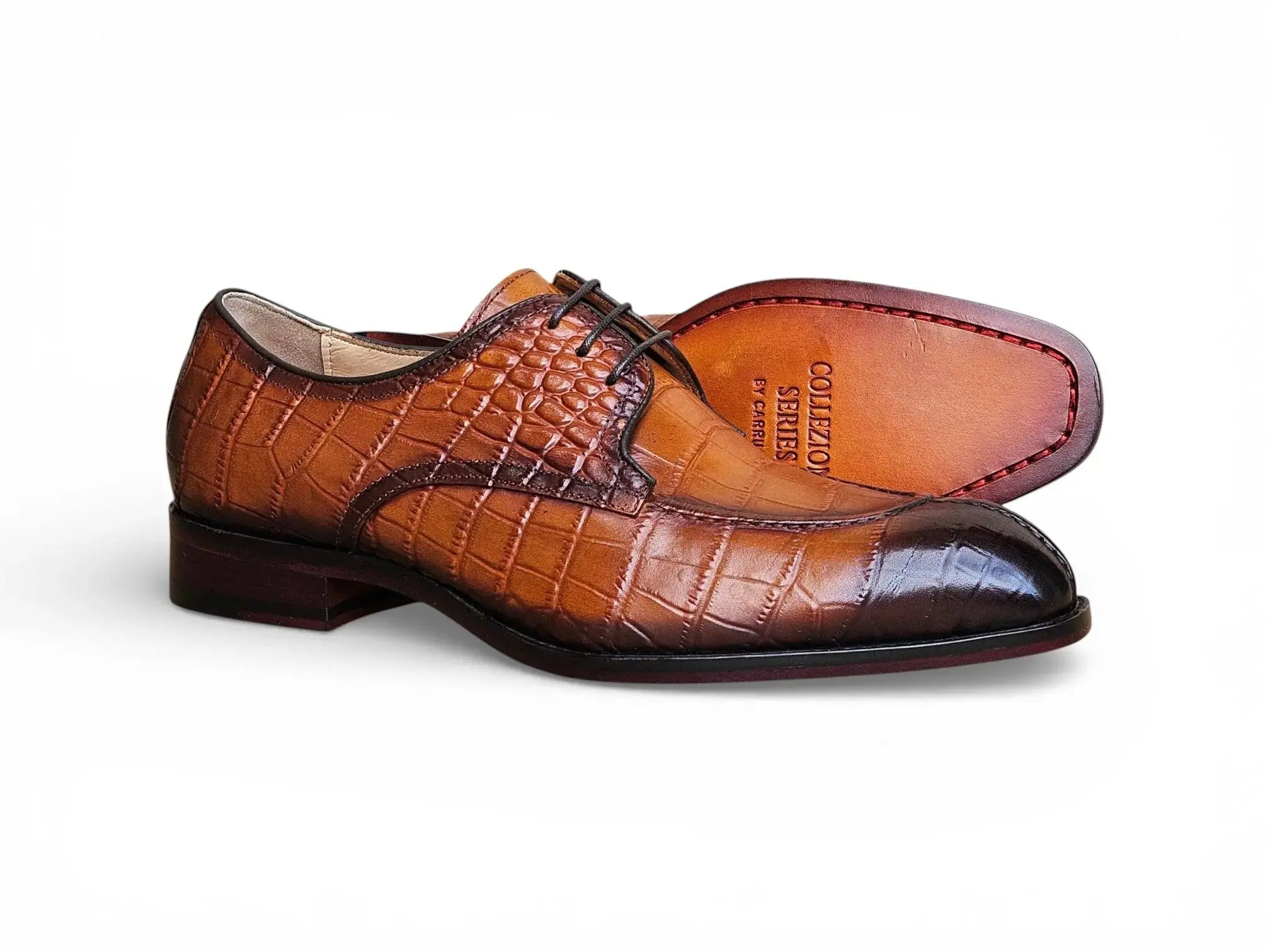 Carrucci Allen II Derby: Embossed Split Toe Leather Shoe - 7.5