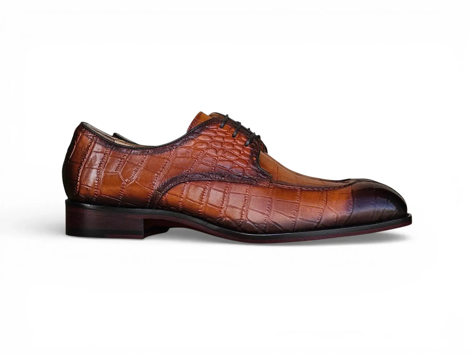 Carrucci Allen II Derby: Embossed Split Toe Leather Shoe - 7.5