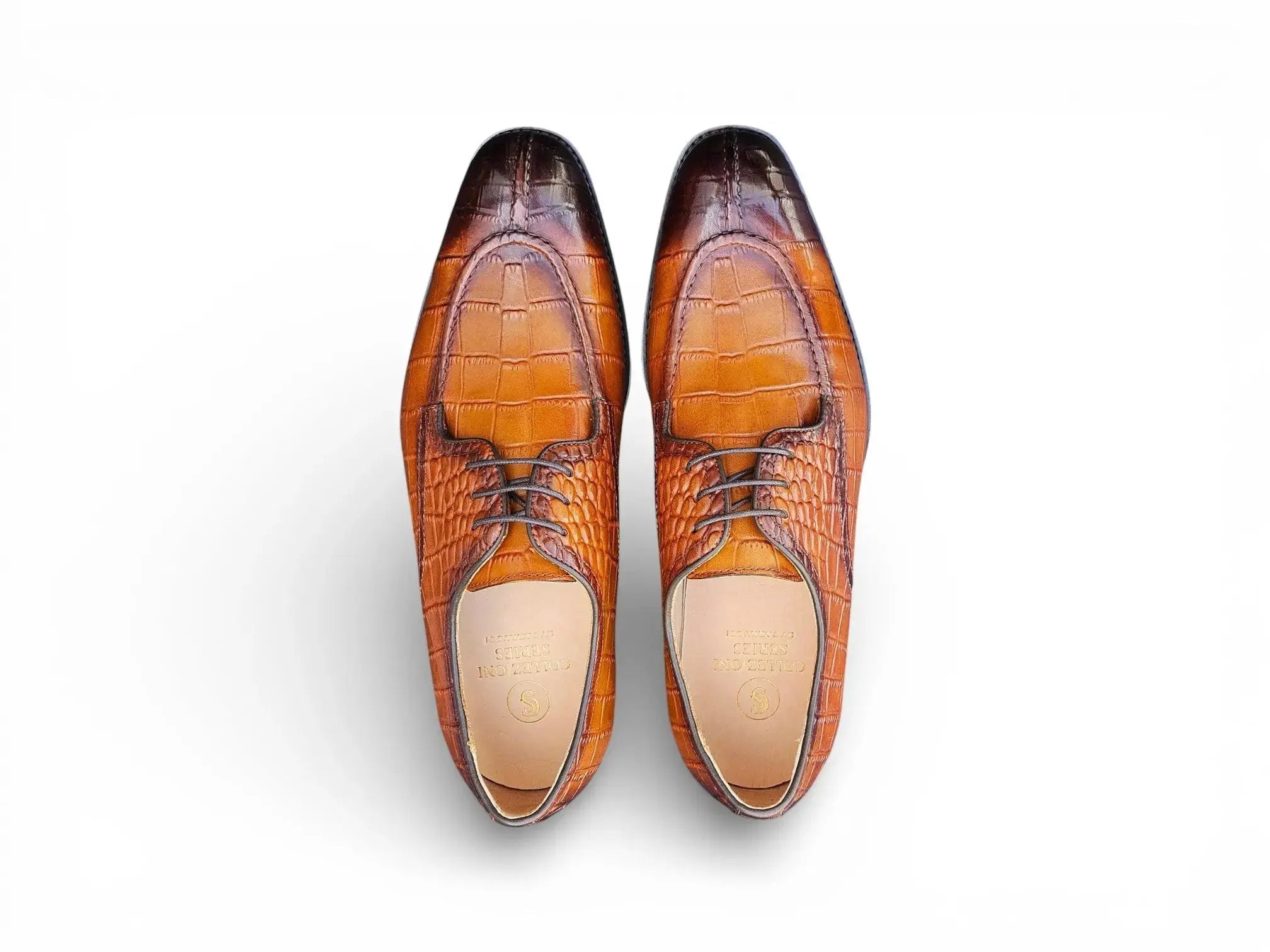 Carrucci Allen II Derby: Embossed Split Toe Leather Shoe - 7.5