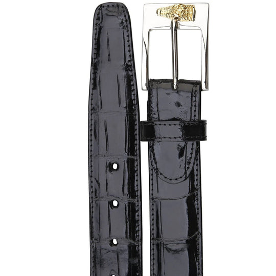 Men's Belvedere Genuine American Alligator Dress Belt in Black - Black