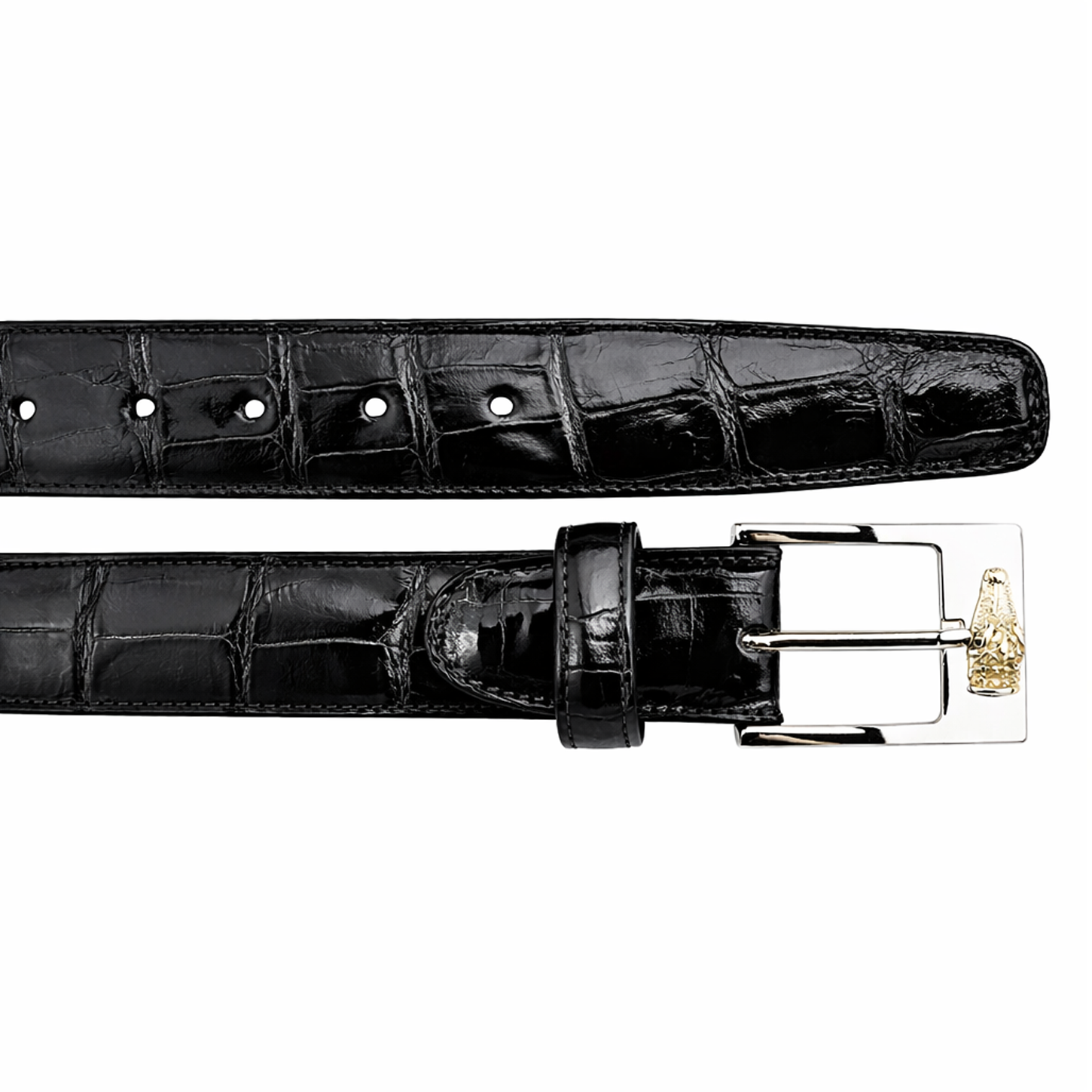 Belvedere Alligator Belt- Black - 44