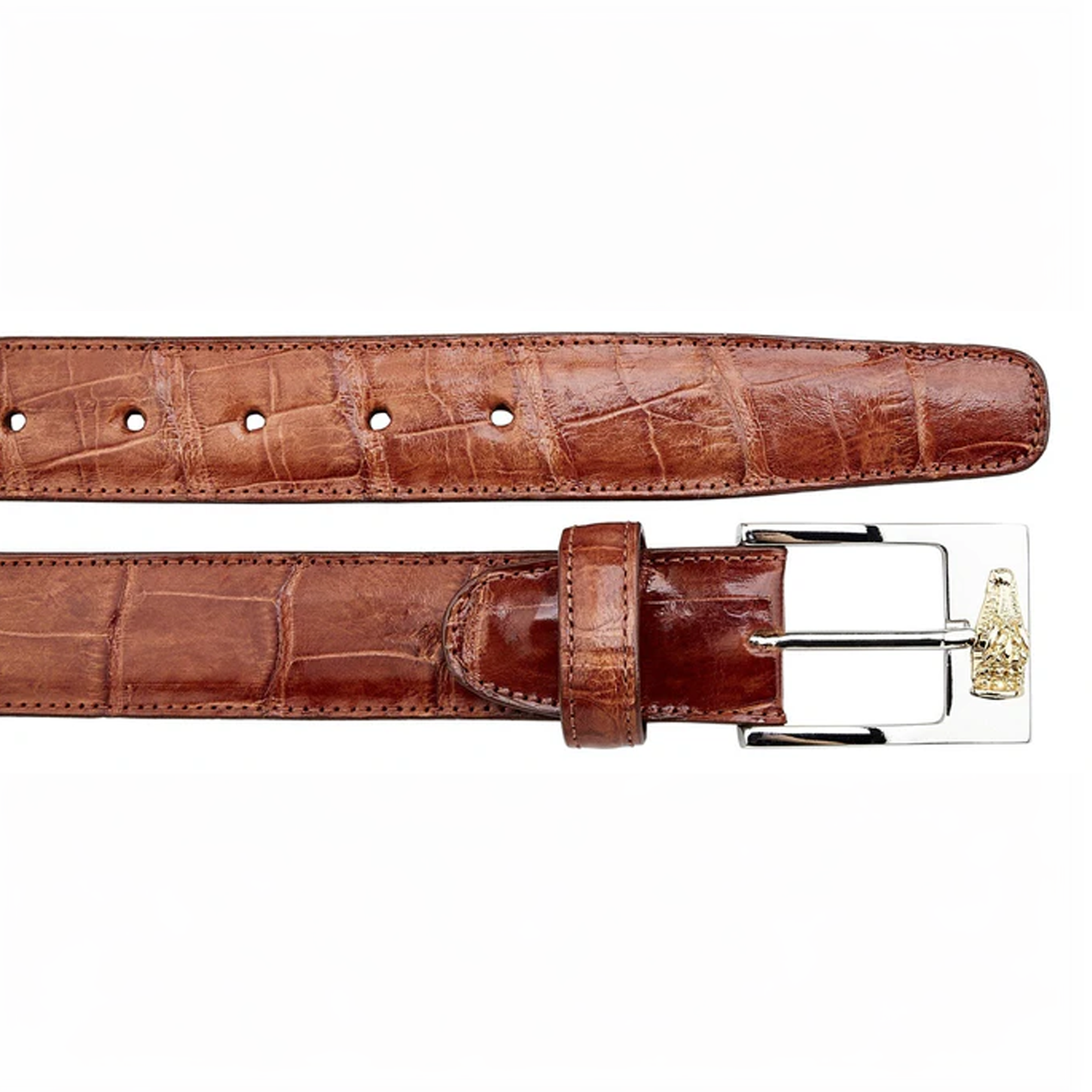 Belvedere Alligator Belt- Cognac - 44