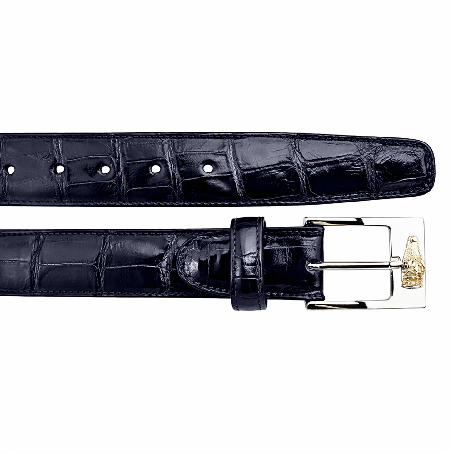 Belvedere Alligator Belt- Navy - 44