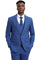 Men's Stacy Adams Peak Lapel Suit with Double Breasted Vest in Blue Windowpane Plaid