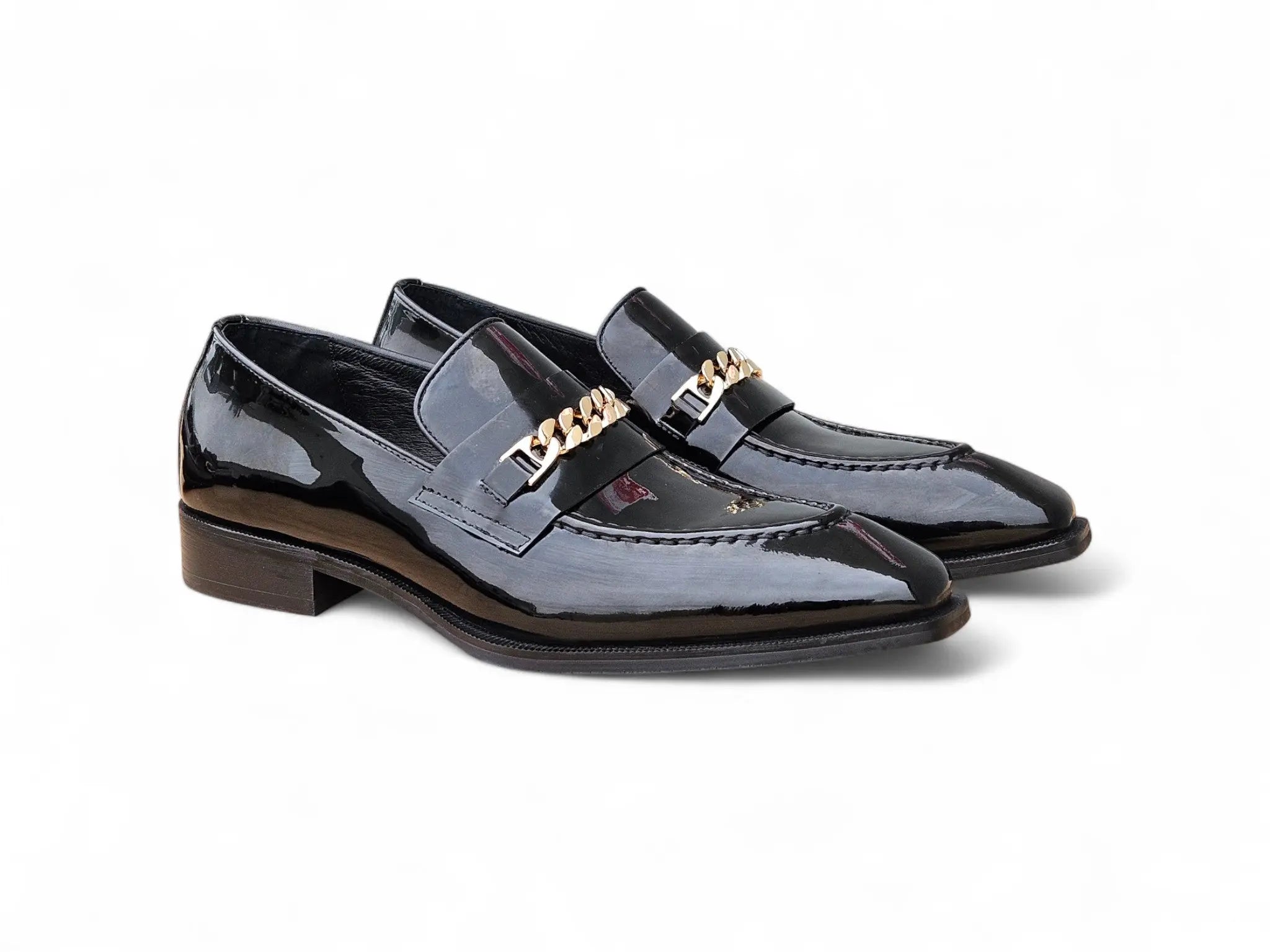 Carrucci Amber Patent Leather Chain Loafers - 8