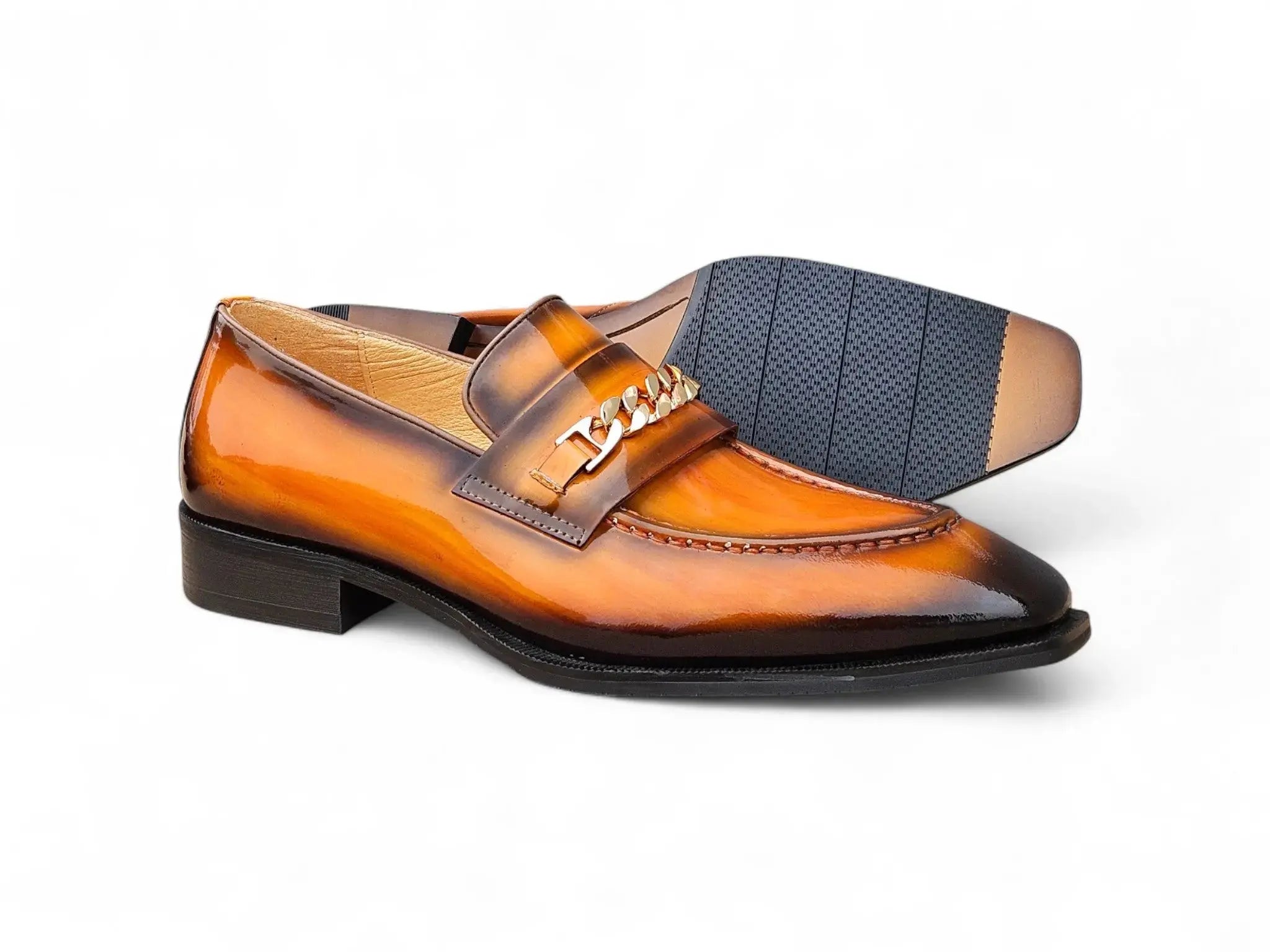 Carrucci Amber Patent Leather Chain Loafers - 8