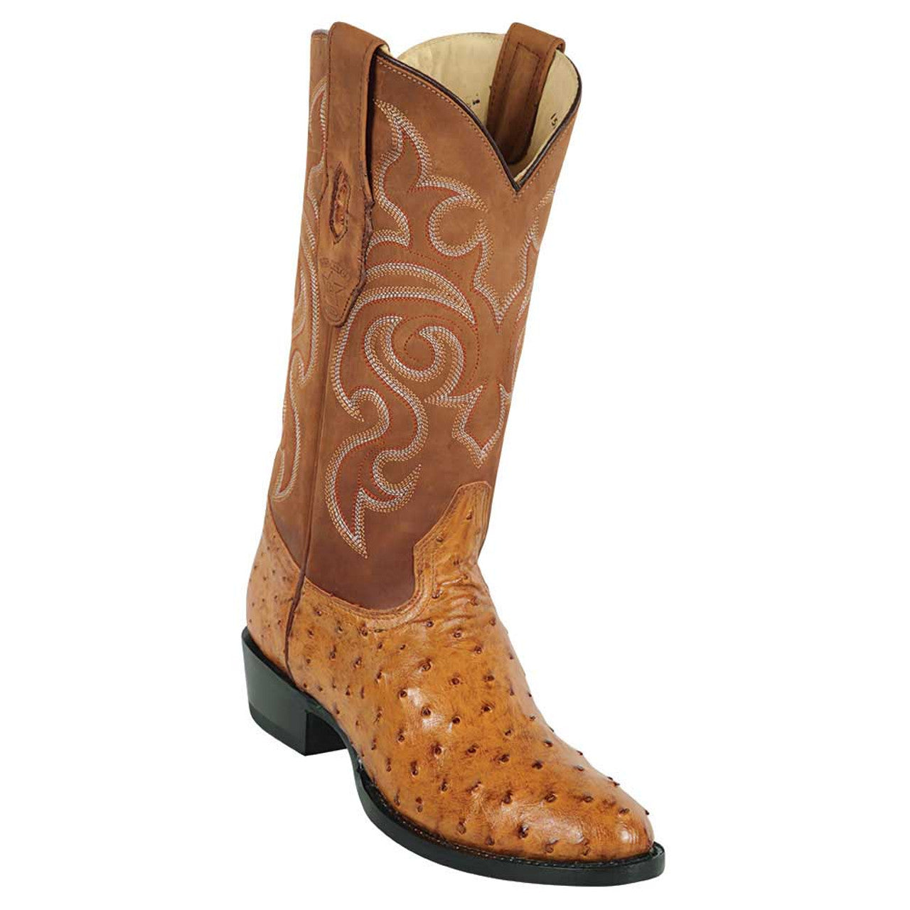 Los Altos Men's Amber Genuine Ostrich Round Toe Boots - 6