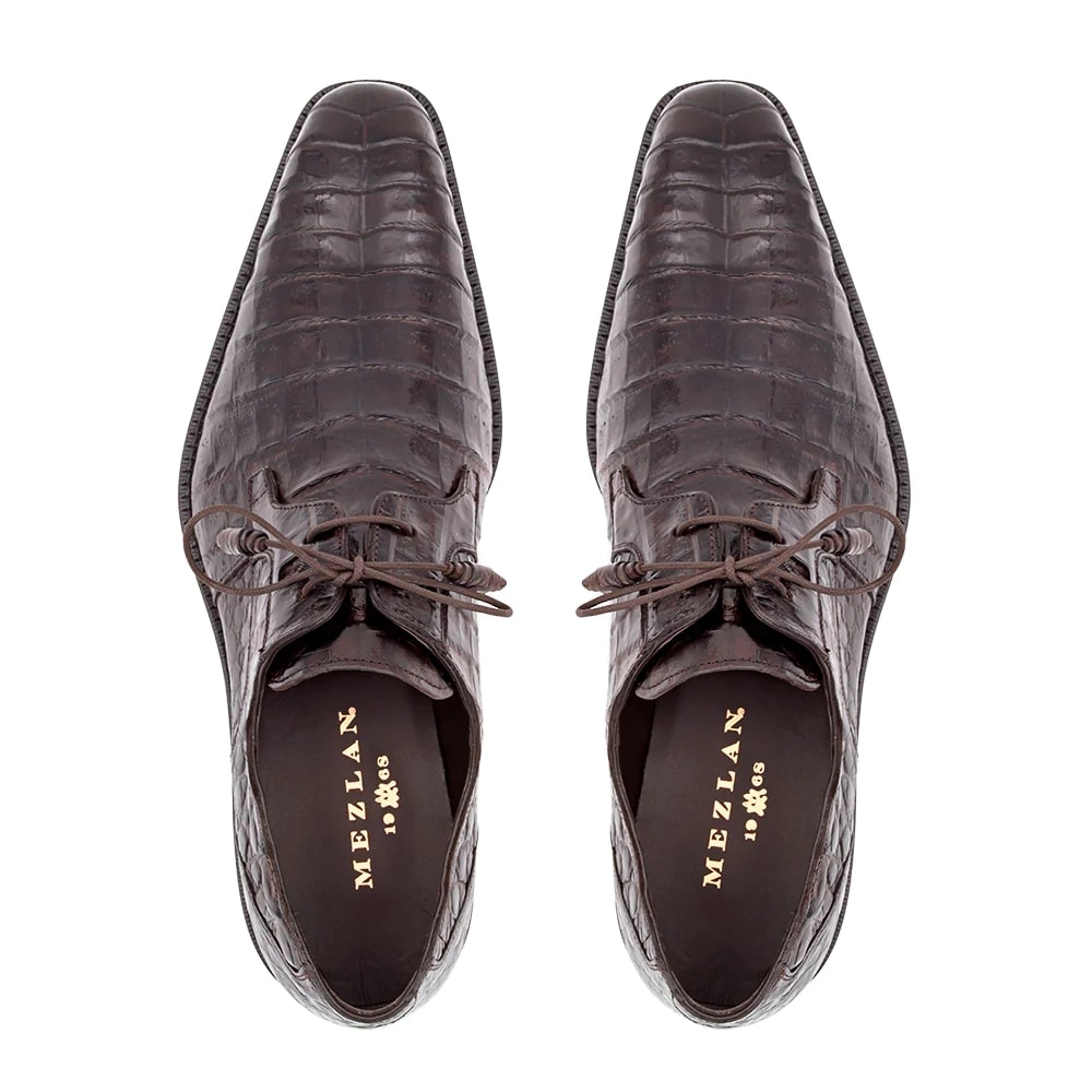 Mezlan Crocodile Derby Shoes - Mezlan Crocodile Derby Dress Shoes - Mezlan Dress Shoe On Sale - 7 Standard / D / Medium