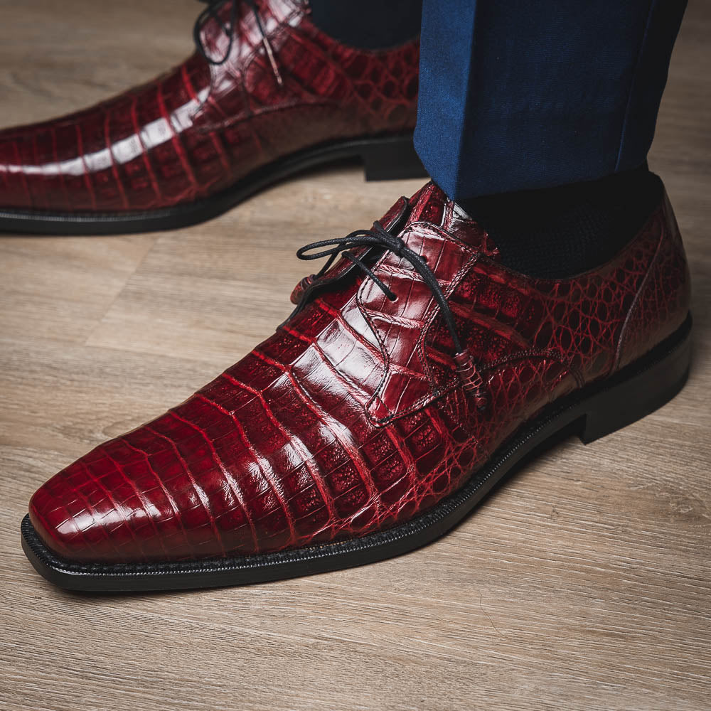 Mezlan Crocodile Derby Shoes - Mezlan Crocodile Derby Dress Shoes - Mezlan Dress Shoe On Sale - 7 Standard / D / Medium