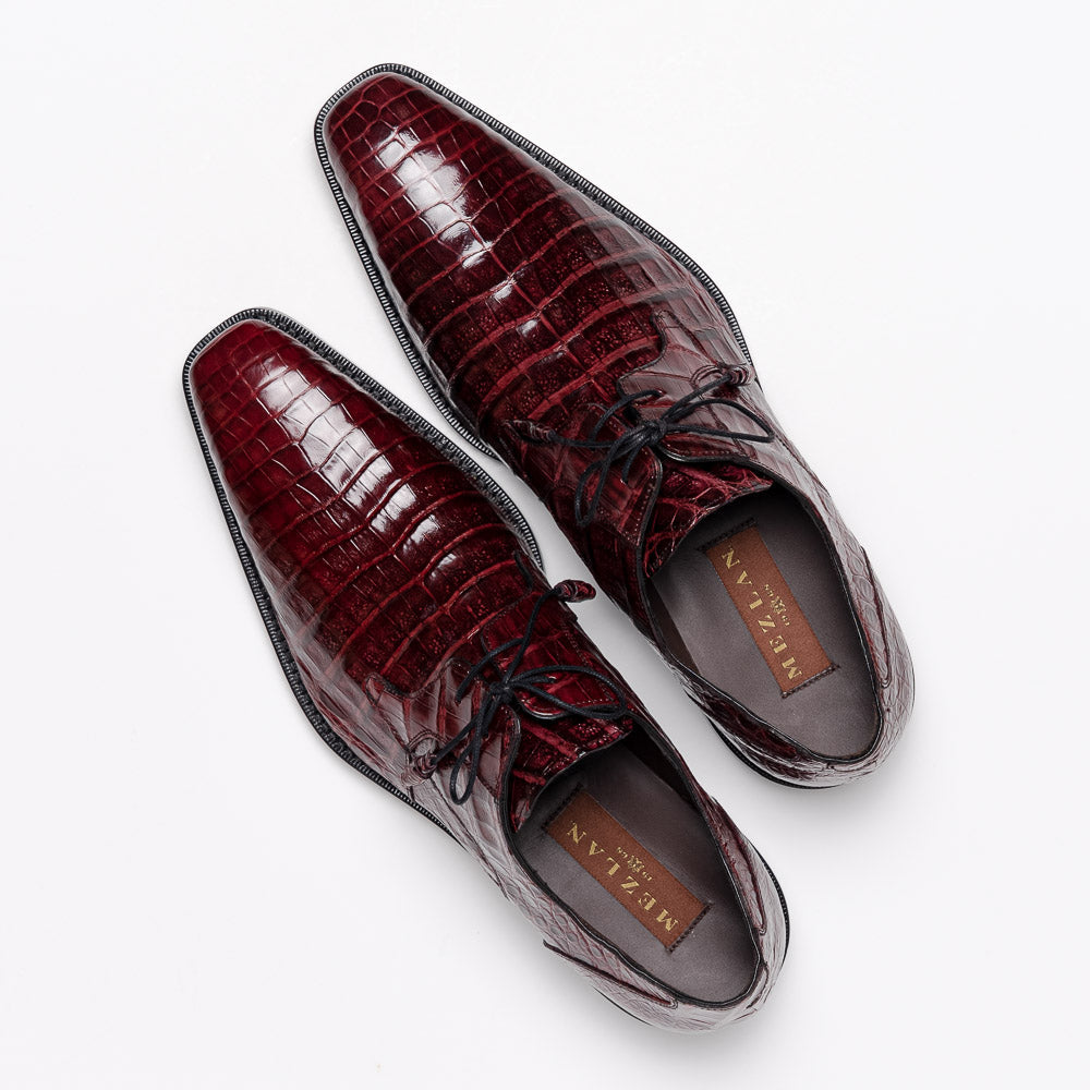 Mezlan Crocodile Derby Shoes - Mezlan Crocodile Derby Dress Shoes - Mezlan Dress Shoe On Sale - 7 Standard / D / Medium