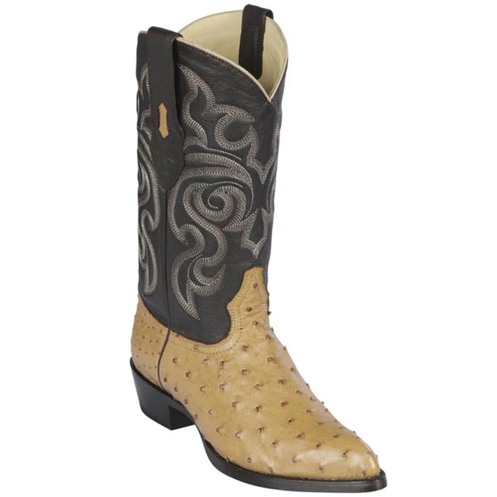 Los Altos Boots - Mens Dress Cowboy Boot - Low Priced Antique Saddle Ostrich Cowboy Boots- in Antique Saddle - 6