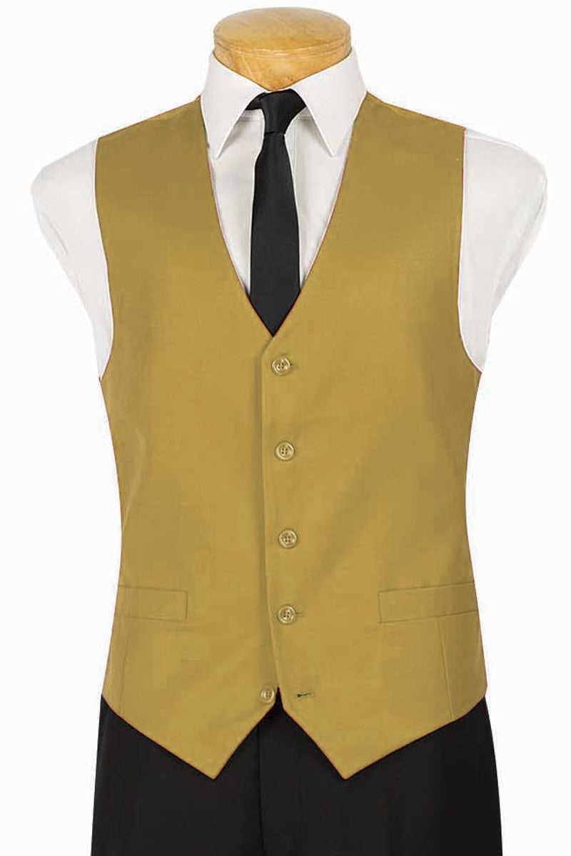 Mens Classic 5 Button Suit Vest in Beige - XS