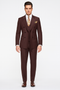 Double Breasted Suits - Vested Suits Wool Fabric - Apolo King Brand - Solid Brown Suit