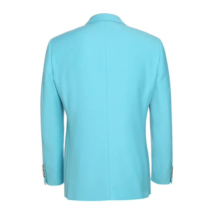Cheap Priced Suit - Mens Basic Two Button Slim Fit  Aqua Blue Suit - 38 Short Jacket+32 Waist Adjustable 28to34)(Height: 5 4 to5 7 )(Neck  15-16.5)S-M)