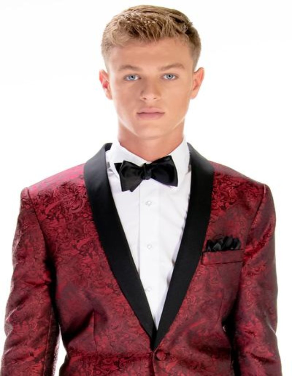 Aries Apple Red Paisley Shawl Tuxedo Jacket Separates