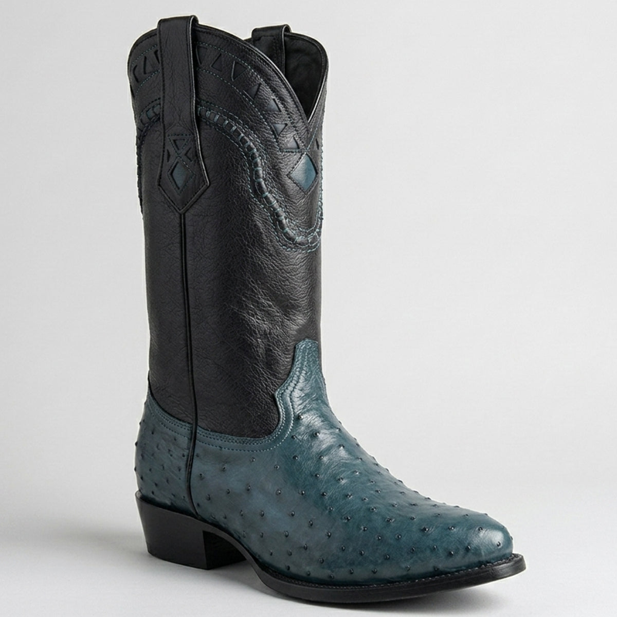 Mens White Diamond Boot Blue Ostrich Cowboy Boots J-Toe - 6