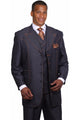"Denim Blue Jeans Men's Suit with Vested 4 Button Wide Peak Lapel - Navy Blue"