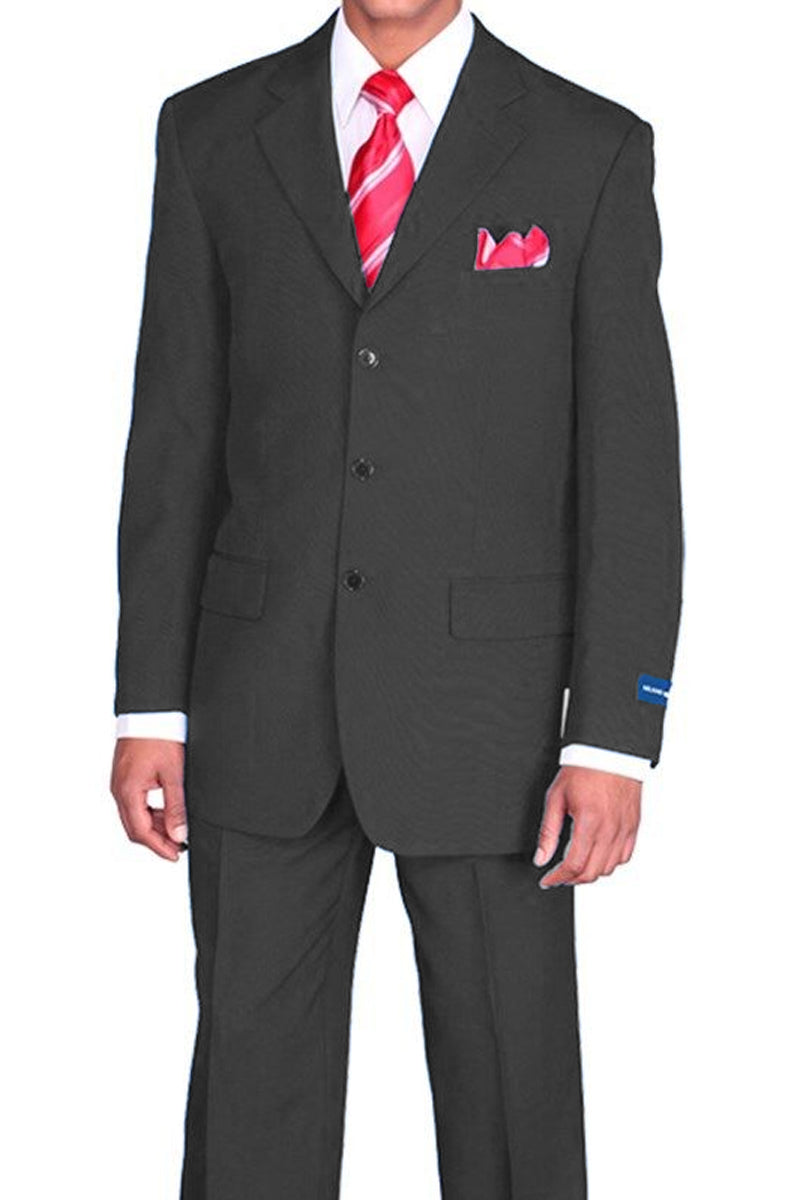 "Classic Fit Men's Black Poplin Suit - 3 Button Style"