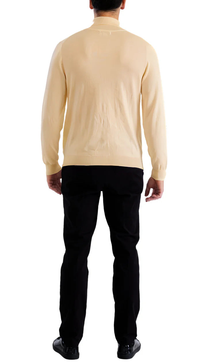 MENS BEIGE PULLOVER TURTLENECK SWEATER - SMALL