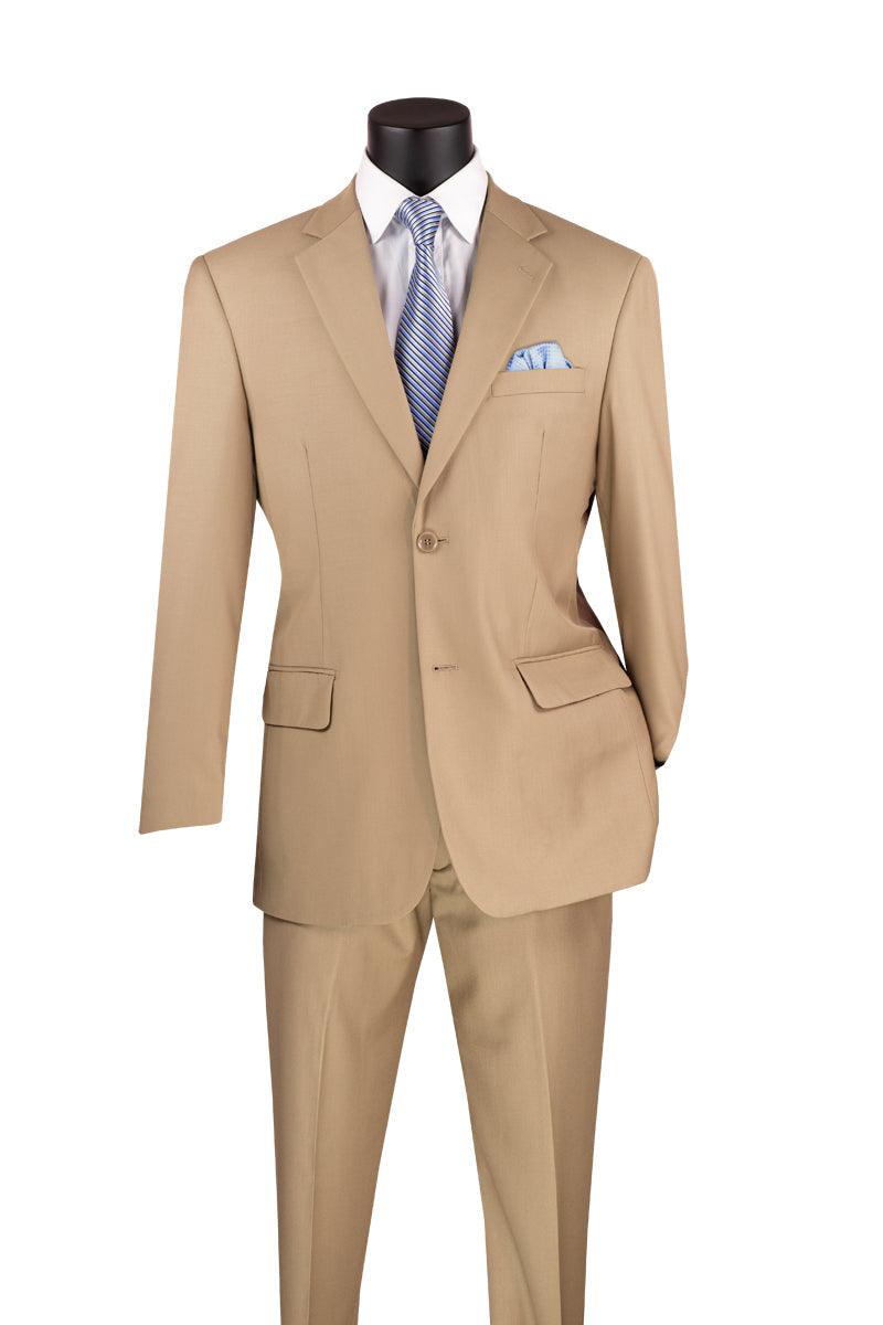 Light Beige Regular Fit Two Piece Suit - 38 Short  - 32 Waist