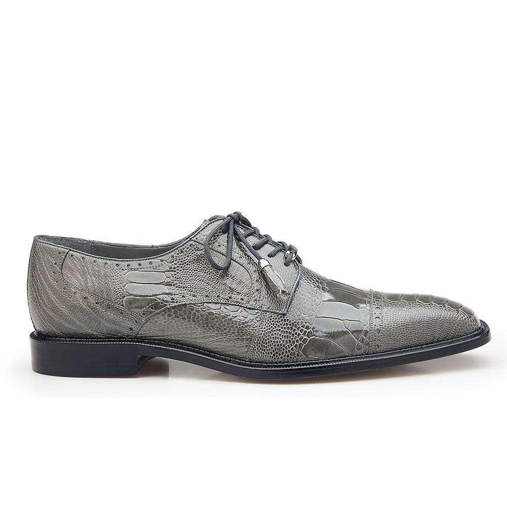 Belvedere Batta Men's Gray Genuine Ostrich Cap Toe Oxfords - 6