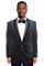 "Retro Diamond Print Men's Velvet Tuxedo Jacket - Navy Prom 2025 Wear"