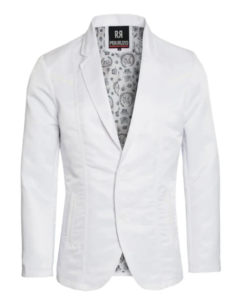 Men’s White Western Blazer – Slim Fit Shiny Finish Casual & Formal Party Jacket - 36 Short
