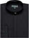 "Men's Black Clergy Shirt with Cross Embroidery - Banded Collar Dress"