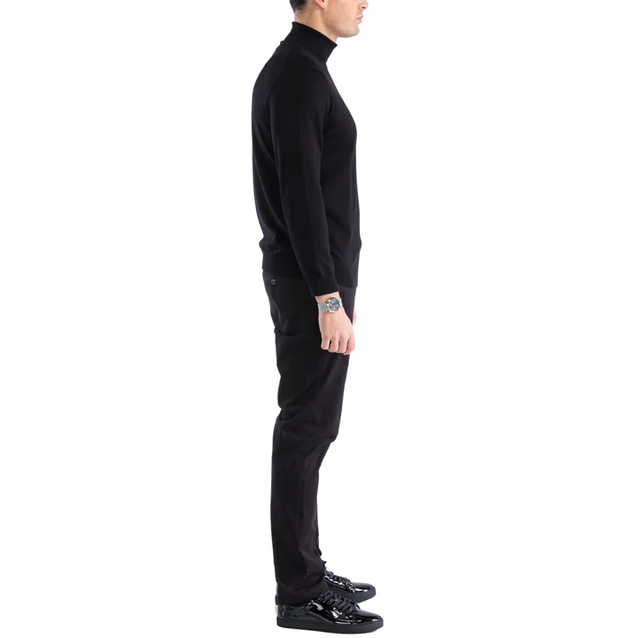 MENS BLACK PULLOVER TURTLENECK SWEATER - SMALL