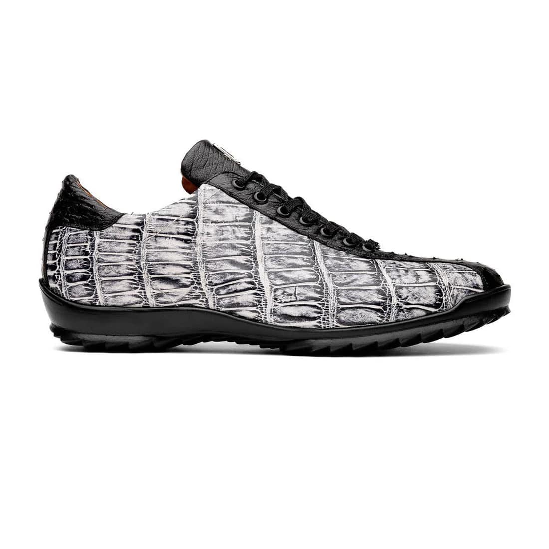 Marco Di Milano Saulo Men's Shoes Black & Newspaper Exotic Ostich / Alligator Casual Sneakers - 6