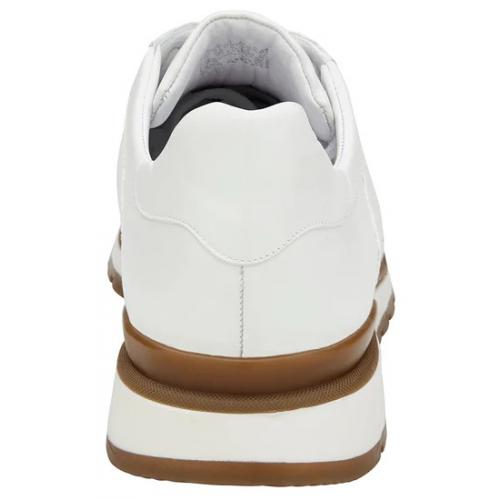 Belvedere  Blake White Genuine Ostrich Leg  Soft Calf Casual Sneakers - 10
