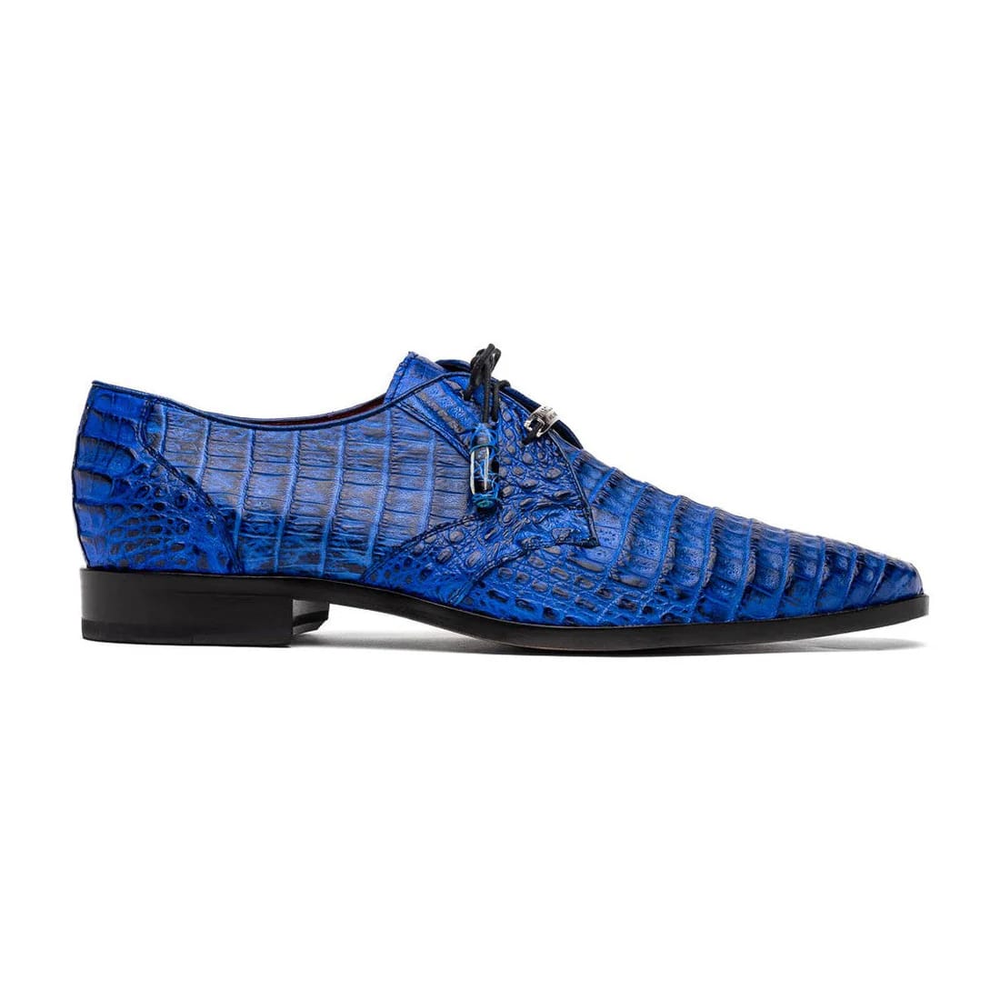 Marco Di Milano Lacio Men's Shoes Electric Blue Genuine Caiman Crocodile Dress Derby Oxfords - 6