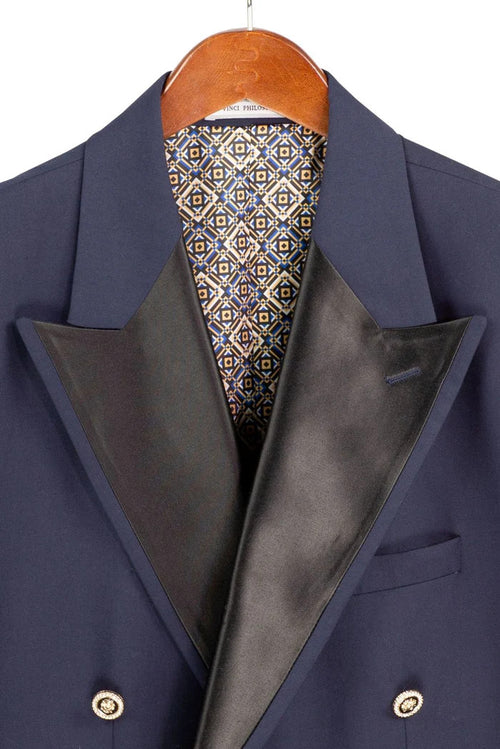 Midnight Navy Modern Fit Double-Breasted Tuxedo Blazer