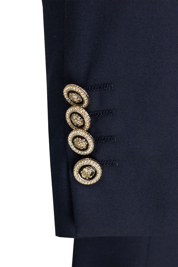 Midnight Navy Modern Fit Double-Breasted Tuxedo Blazer - 36 Short