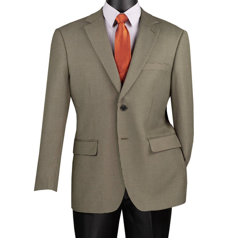 Modern Fit Wool Feel Houndstooth Blazer in Olive
