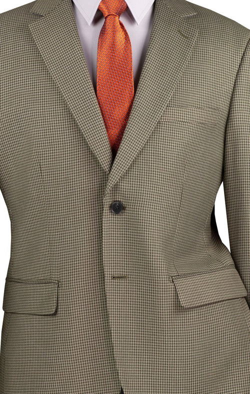 Modern Fit Wool Feel Houndstooth Blazer in Olive