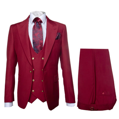 Rossi Man BOND RM1777 Slim Fit 3-Piece Red Suit â€“ Modern Tailored Suit for Men
