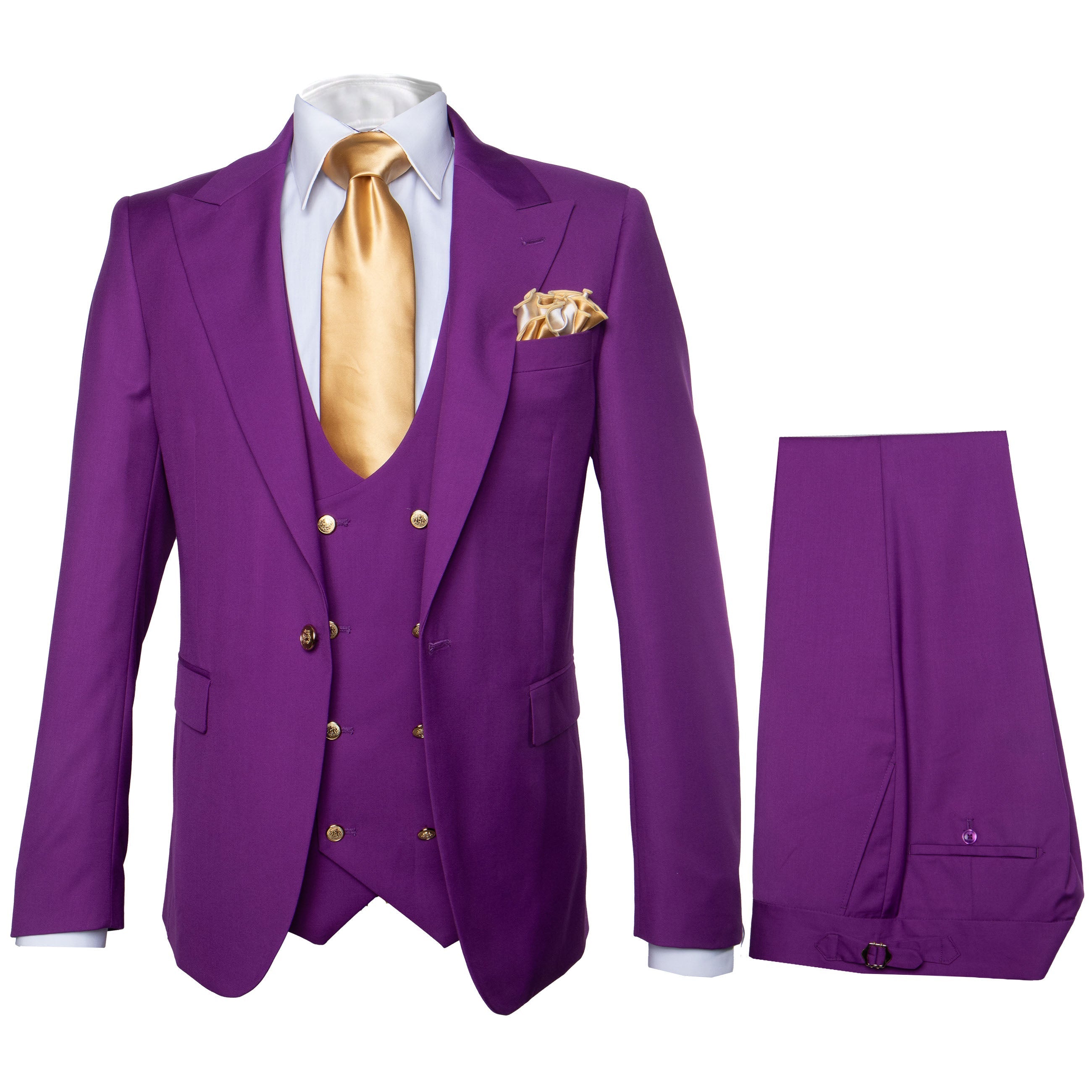 Rossi Man BOND RM1778 Slim Fit 3-Piece Purple Suit â€“ Elegant Tailored Suit for Men - 34R