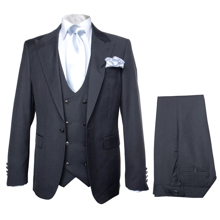 Rossi Man BOND RM1779 Slim Fit 3-Piece Black Suit â€“ Tailored Formalwear for Men