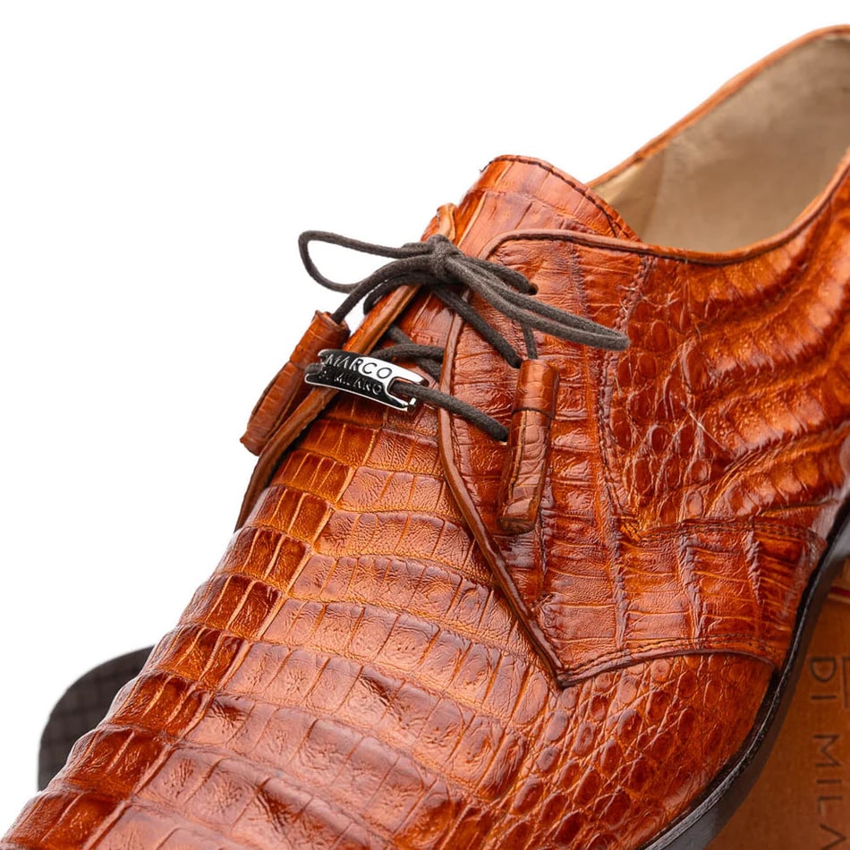 Marco Di Milano Lacio Men's Shoes Brandy Exotic Crocodile Derby Oxfords - 8.5