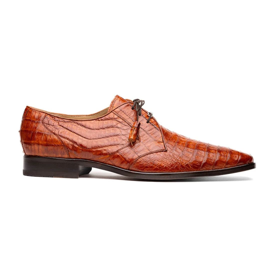 Marco Di Milano Lacio Men's Shoes Brandy Exotic Crocodile Derby Oxfords - 6